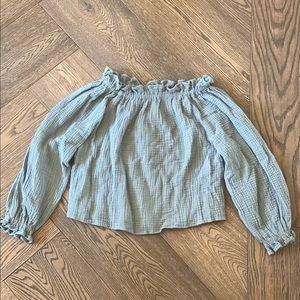 Off the shoulder sage blouse